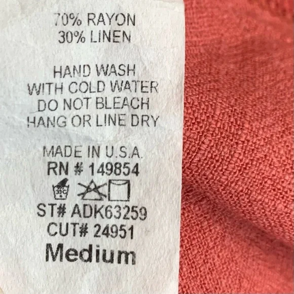 Sadie & Sage Square Neck Button Down Linen Blend Dress Sz M - Picture 7 of 7